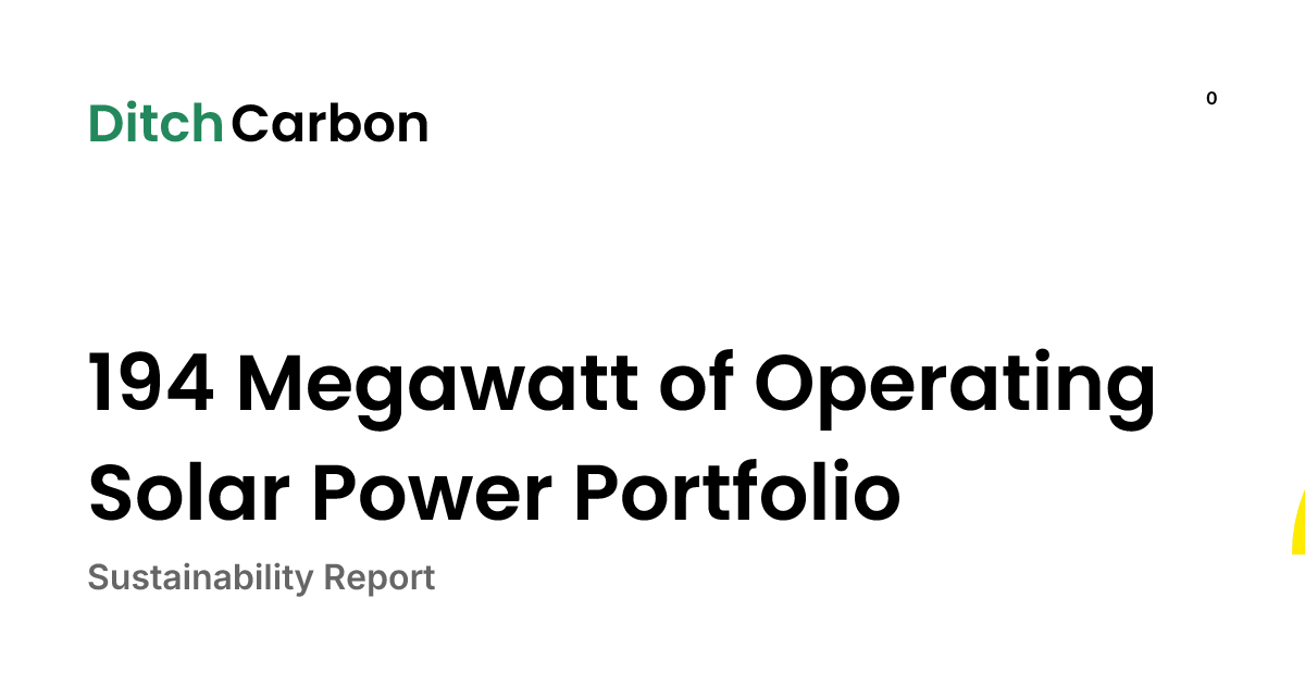 194 Megawatt of Operating Solar Power Portfolio Emissions Breakdown ...