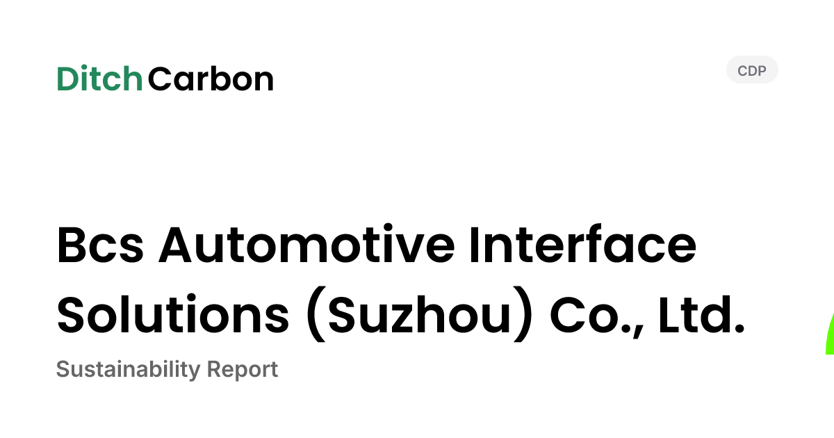 Bcs Automotive Interface Solutions (Suzhou) Co., Ltd. Emissions ...