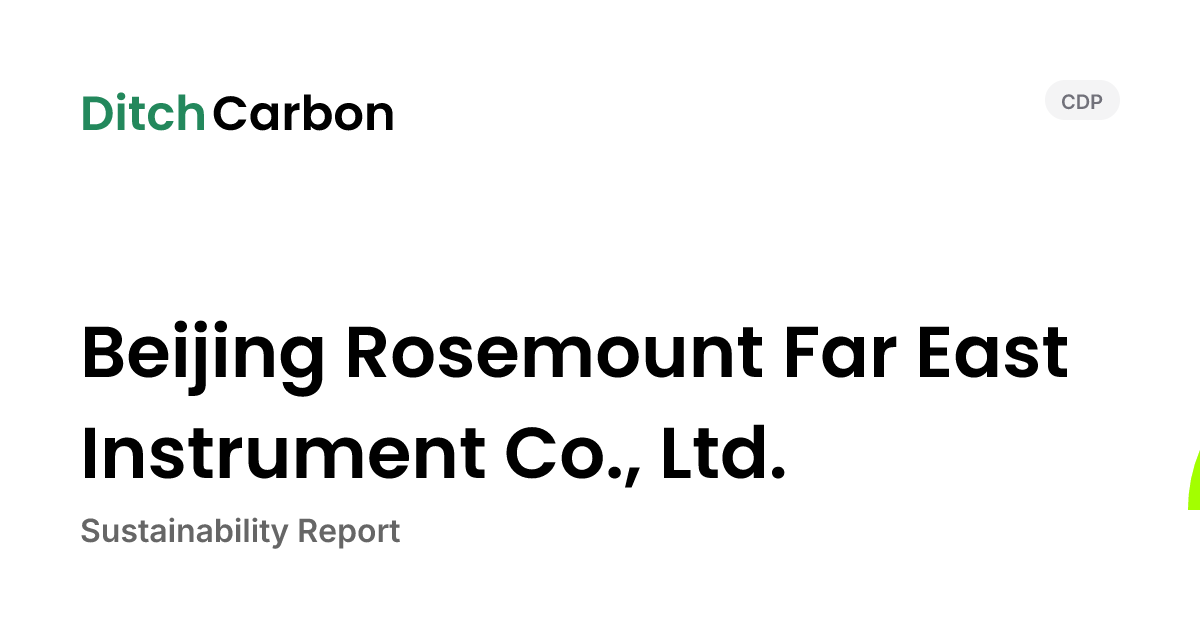 Beijing Rosemount Far East Instrument Co., Ltd. Emissions Breakdown ...