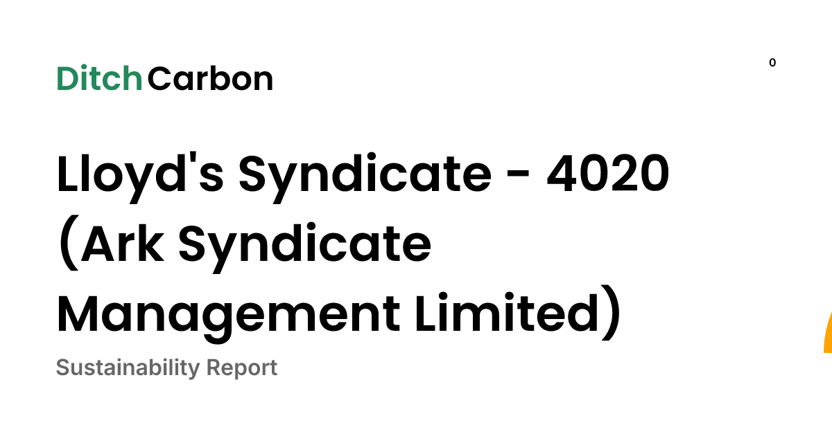 Lloyd's Syndicate - 4020 (Ark Syndicate Management Limited) Emissions ...