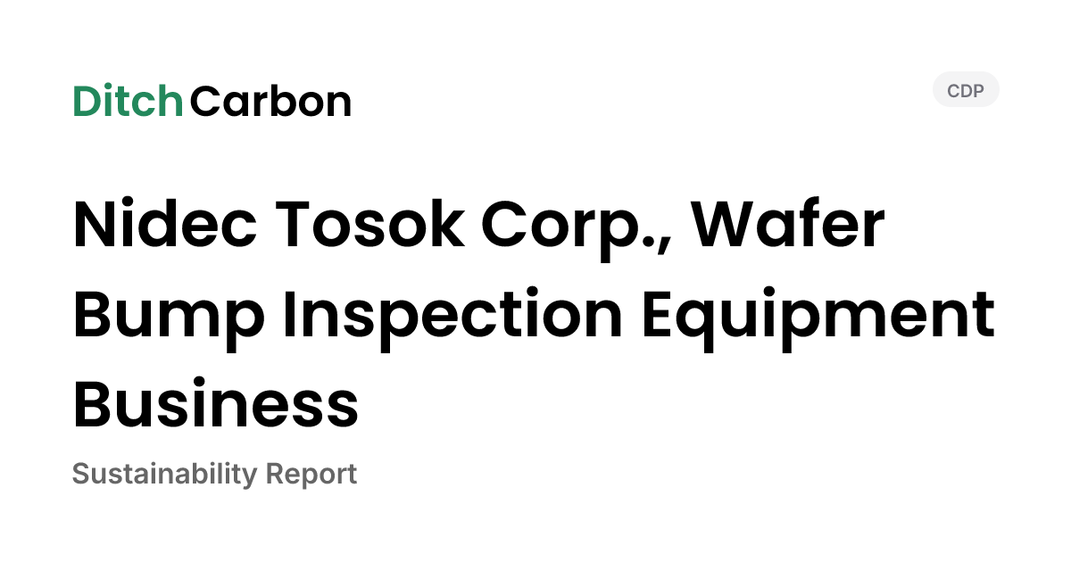 Nidec Tosok Corp., Wafer Bump Inspection Equipment Business Emissions ...