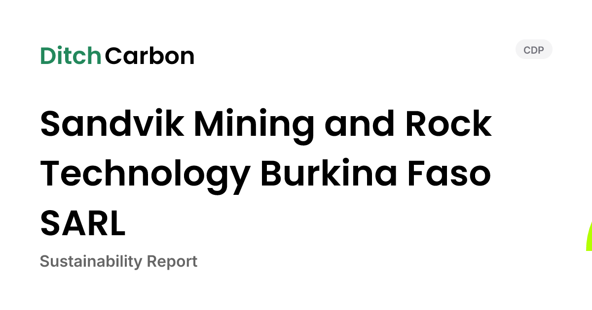 Sandvik Mining and Rock Technology Burkina Faso SARL Emissions ...