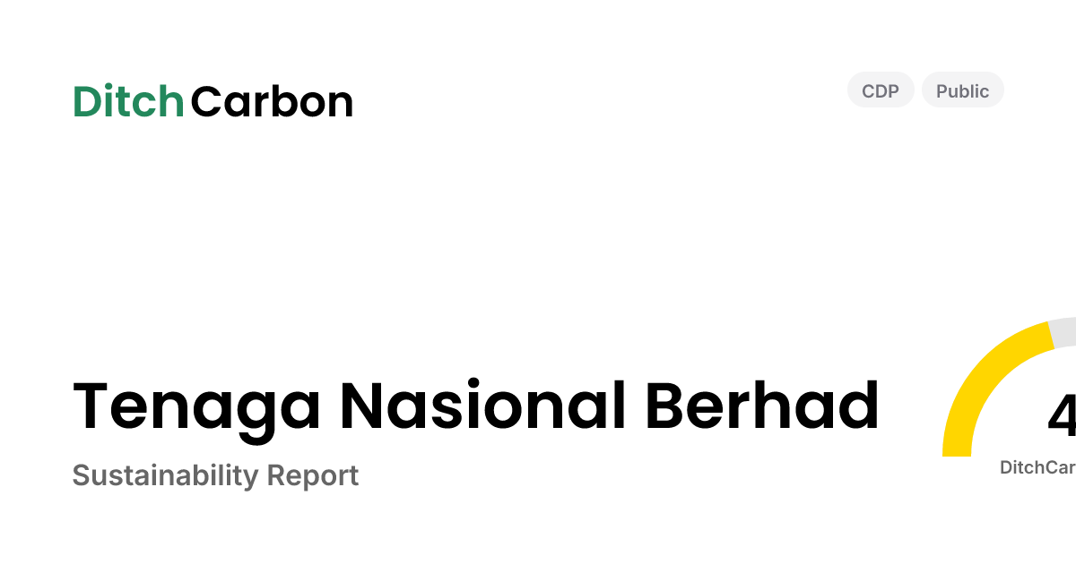 Tenaga Nasional Berhad Sustainability Report | DitchCarbon